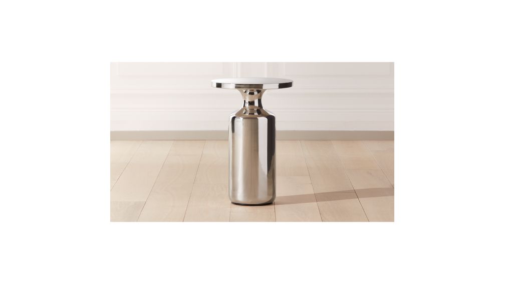 Cheval Polished Silver Side Table + Reviews CB2
