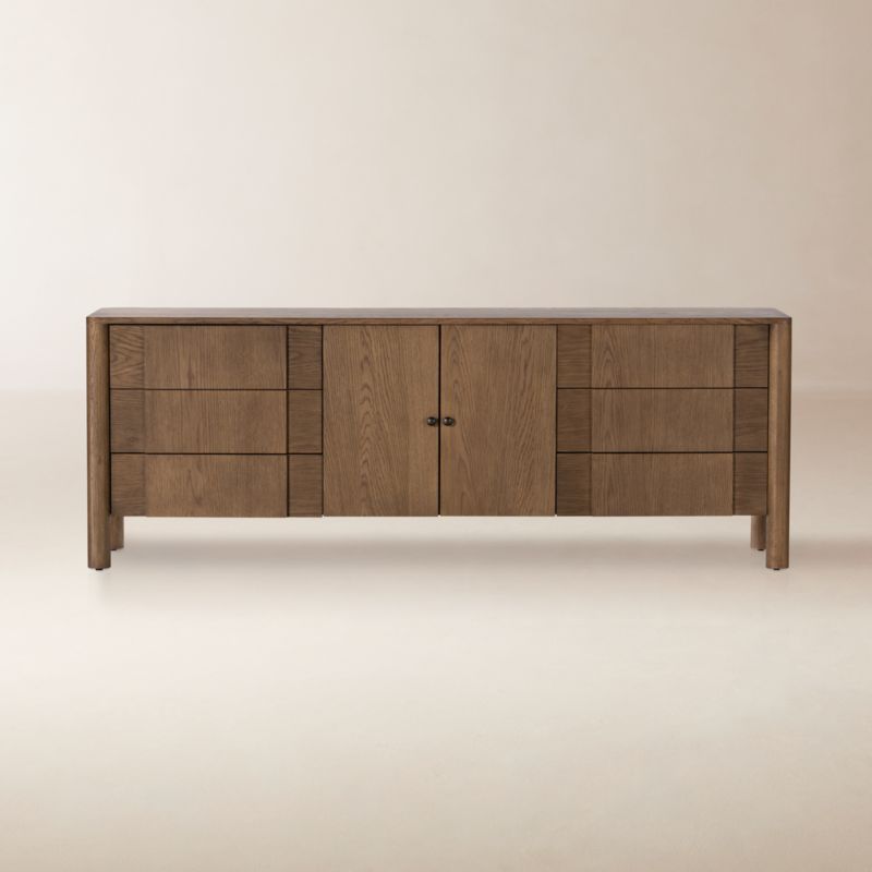 Viewing product image Pollard 78" Tan Oak Wood Credenza - image 1 of 6