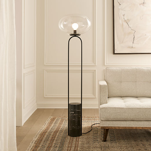 Polo Black Marble Floor Lamp