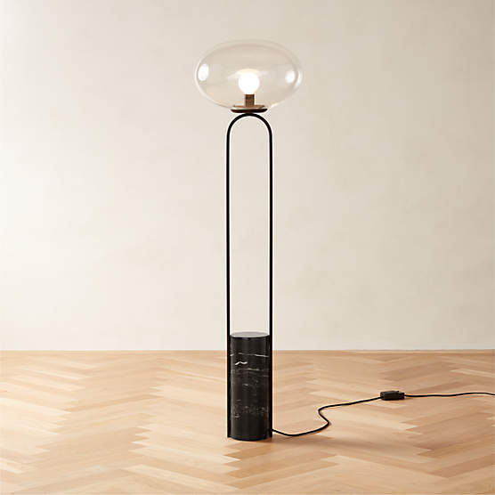 Polo Black Marble Floor Lamp