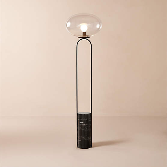 Venus Black Arc Modern Floor Lamp with Marble Base + Reviews | CB2