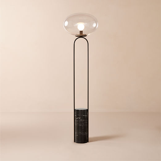 Polo Black Marble Floor Lamp