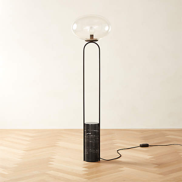 Polo Modern Black Marble Floor Lamp | CB2