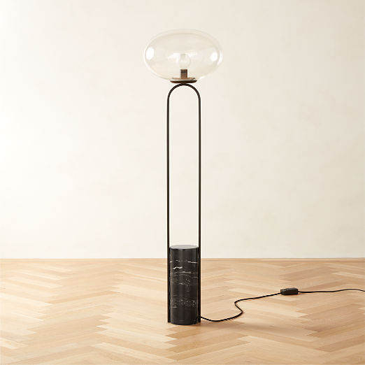 Polo Black Marble Floor Lamp