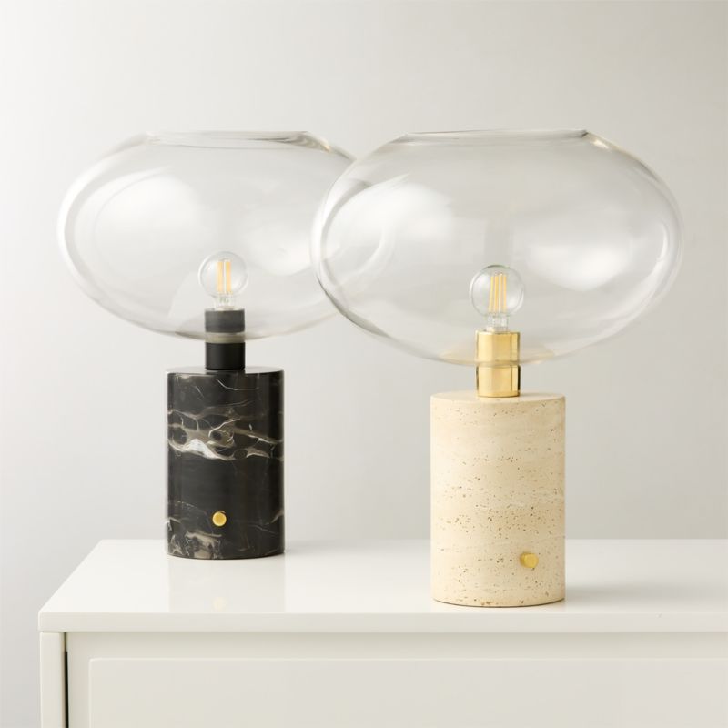 Polo Travertine Table Lamp with Glass Shade - image 4 of 6