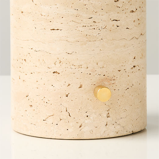 Polo Travertine Table Lamp with Glass Shade