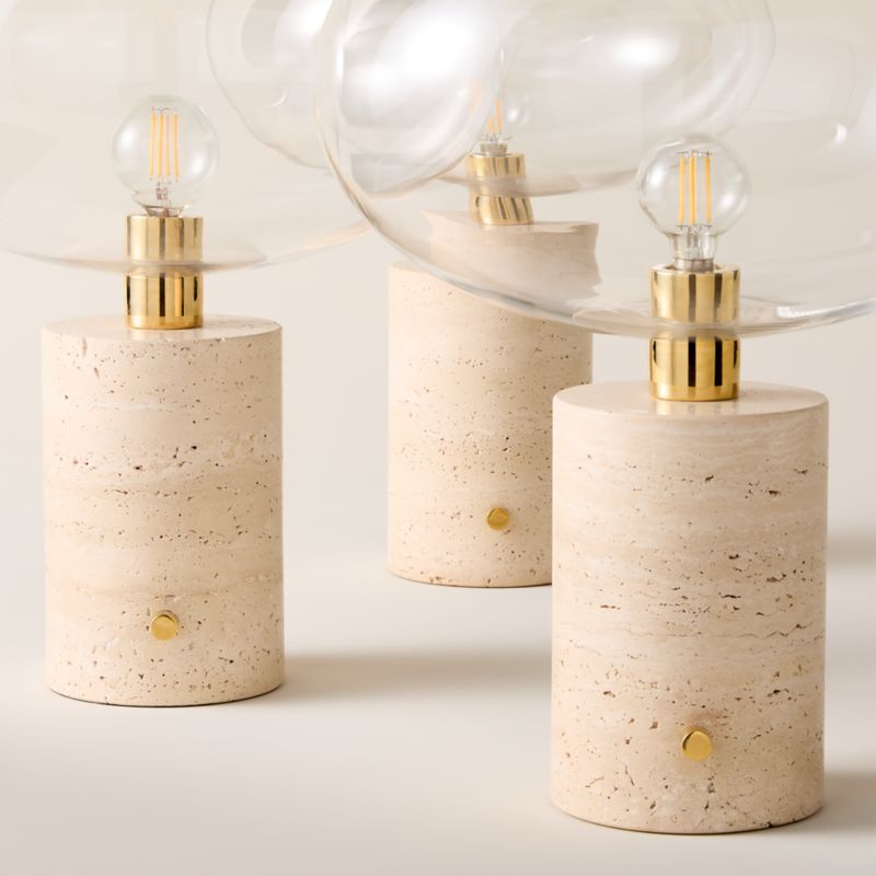 Polo Travertine Table Lamp with Glass Shade - image 3 of 6