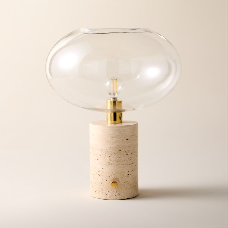 Polo Travertine Table Lamp with Glass Shade - image 0 of 6