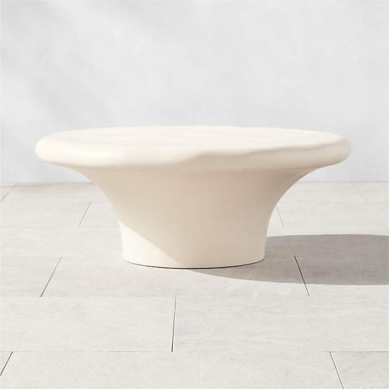 Pompeo Round Ivory Cast Resin Indoor/Outdoor Coffee Table Small