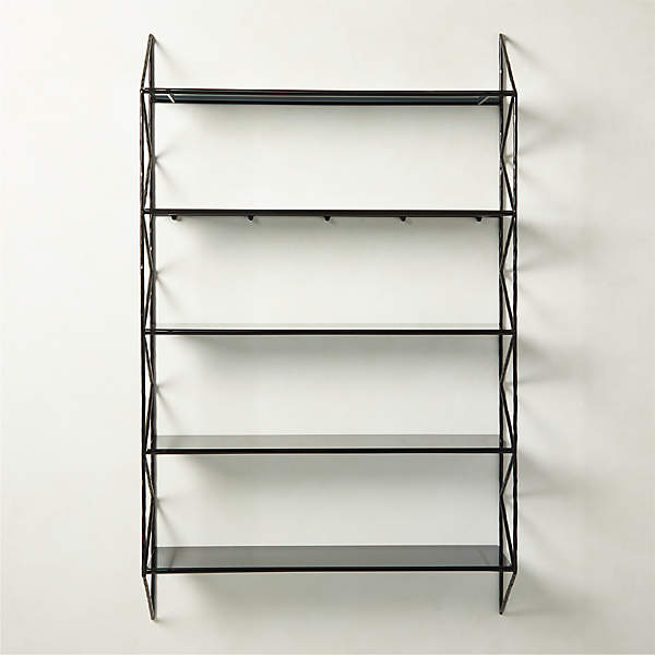 Ponte Modern Black Metal Wall Mount Bookshelf Tall + Reviews