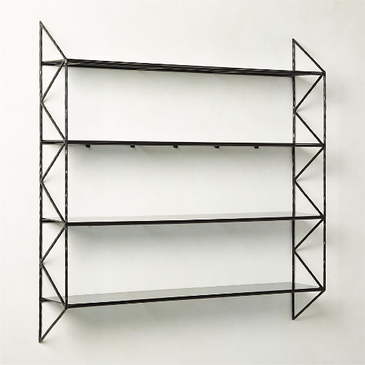 Ponte Black Metal Wall Mount Bookshelf Wide