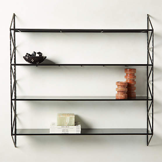 Tesso Modern Black Metal Wall Mount Bookshelf + Reviews CB2 Canada