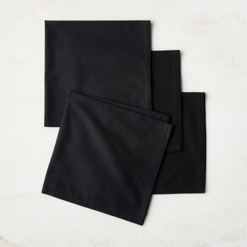 View Poplin Black Cloth Napkins Set of 4 details
