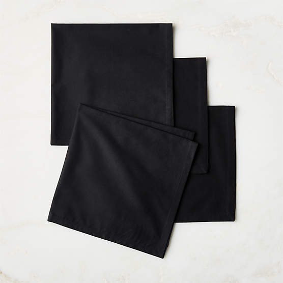 Poplin Black Cloth Napkins Set of 4