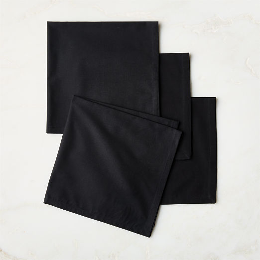 Poplin Black Cloth Napkins Set of 4