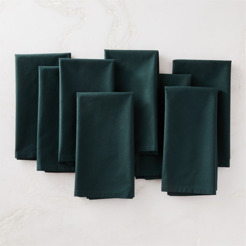 View Poplin Dark Green Cloth Napkins Set of 8 details