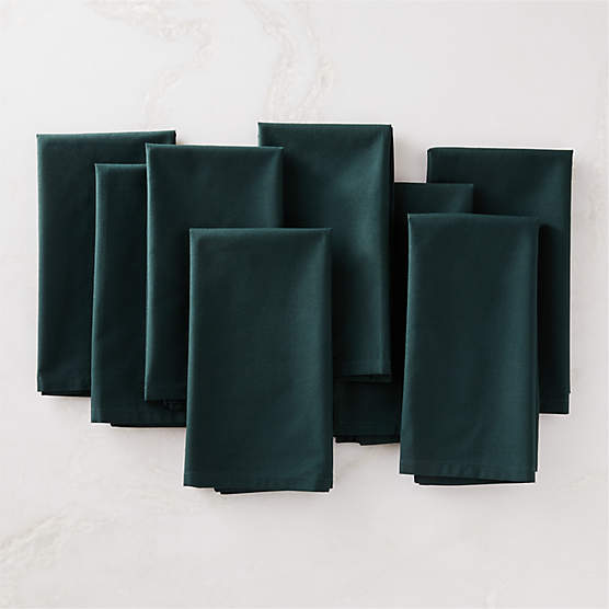 Poplin Dark Green Cloth Napkins Set of 8