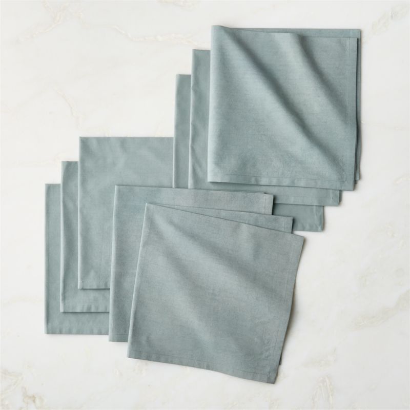 View Poplin Ice Blue Cloth Napkins Set of 8 details