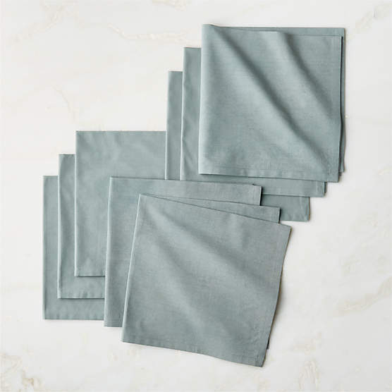 Poplin Ice Blue Cloth Napkins Set of 8