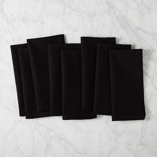 Poplin Black Cloth Napkins Set of 8