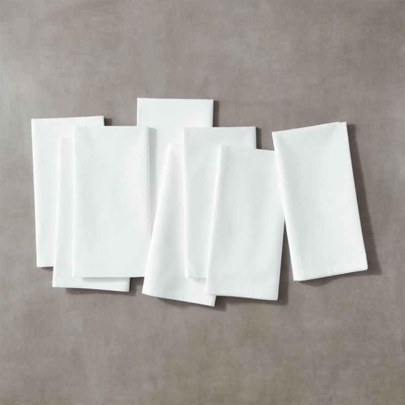 Poplin White Cloth Napkins Set of 8 - image 0 of 9