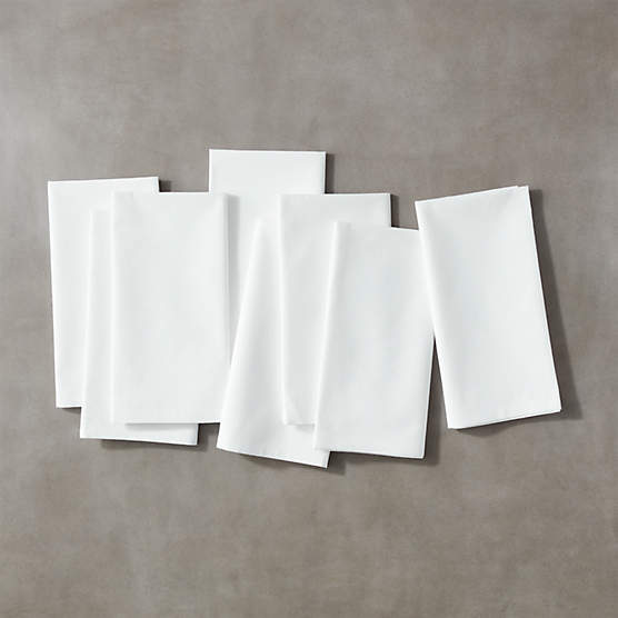 Poplin White Cloth Napkins Set of 8