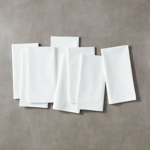 Poplin White Cloth Napkins Set of 8