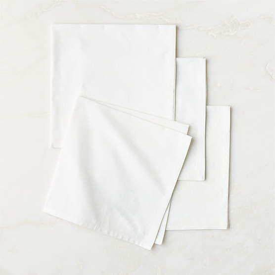 Poplin White Cloth Napkins Set of 4