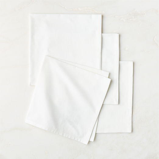 Poplin White Cloth Napkins Set of 4