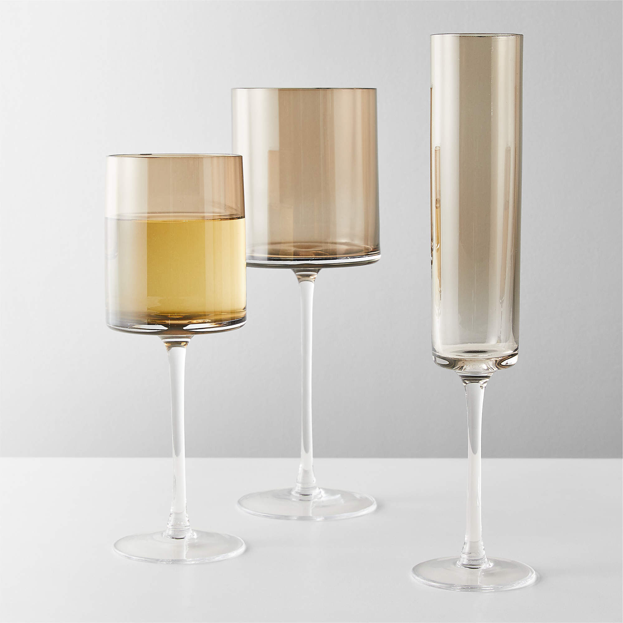 Porsha Smoked Stemware Wine Glass Set CB2