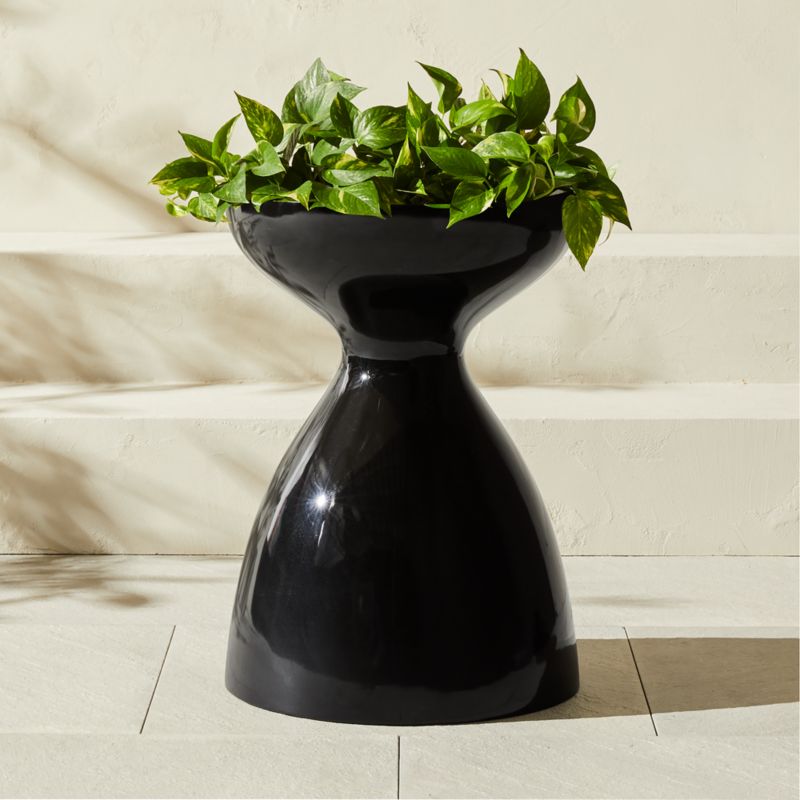 Porta Black High-Gloss Cement Indoor/Outdoor Planter Small - image 0 of 7