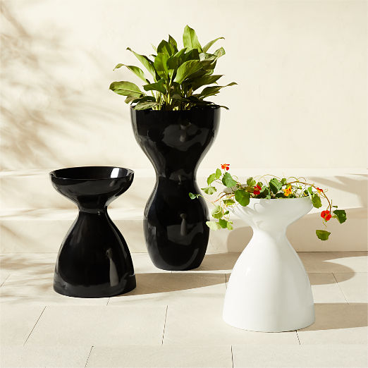 Porta Black High-Gloss Cement Indoor/Outdoor Planters