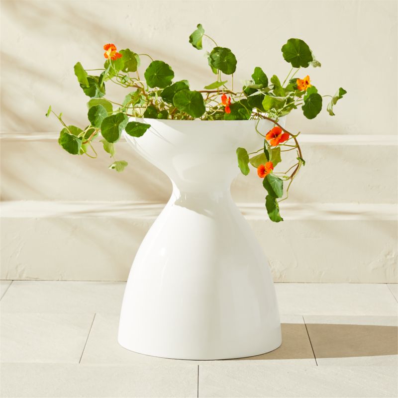 Porta White High-Gloss Cement Indoor/Outdoor Planter Small - image 0 of 6