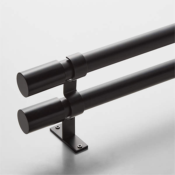 Porter Matte Black Double Curtain Rod 28-48x1.25