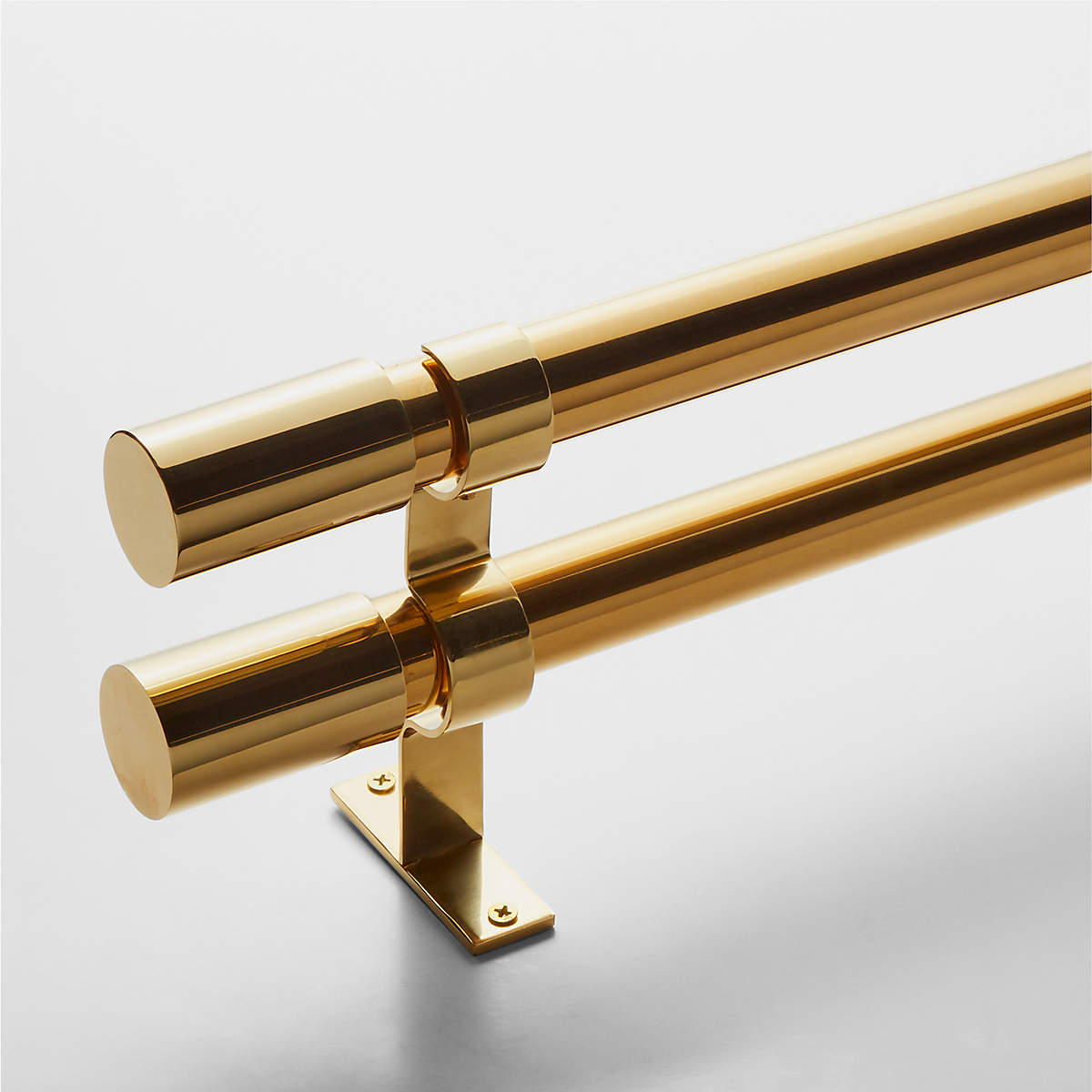 Porter Modern Polished Brass Double Curtain Rod 28"48"x1.25" + Reviews CB2 Canada