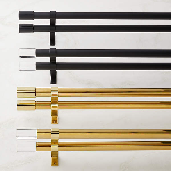 Porter Polished Brass Double Curtain Rod with Acyrlic Finial 88-120x1.25  + Reviews