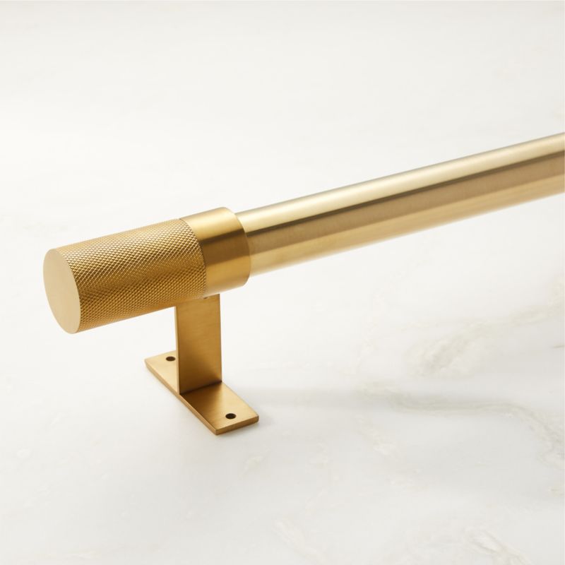 Porter Single Brushed Brass Curtain Rod with Knurled Finial 28''-48''x1.25'' - image 0 of 3