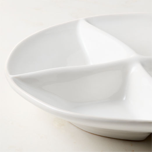 Porto White Ceramic 4-Section Divided Serving Bowl