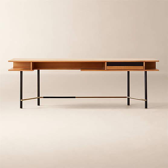 Portofino 87" Cerused White Oak Wood Desk by Gianfranco Frattini