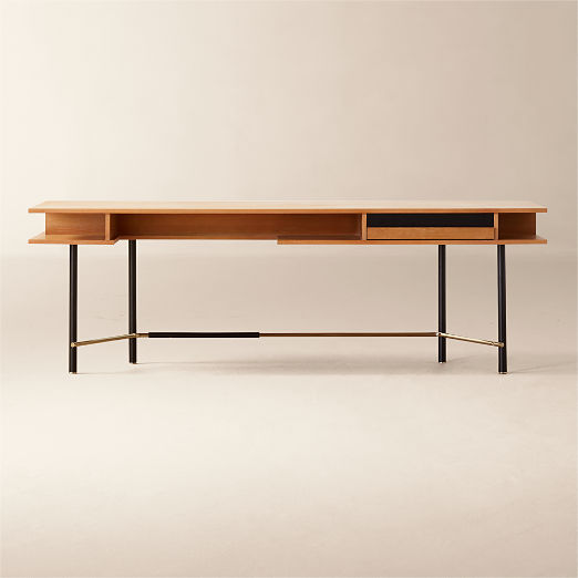 Portofino 87" Cerused White Oak Wood Desk by Gianfranco Frattini