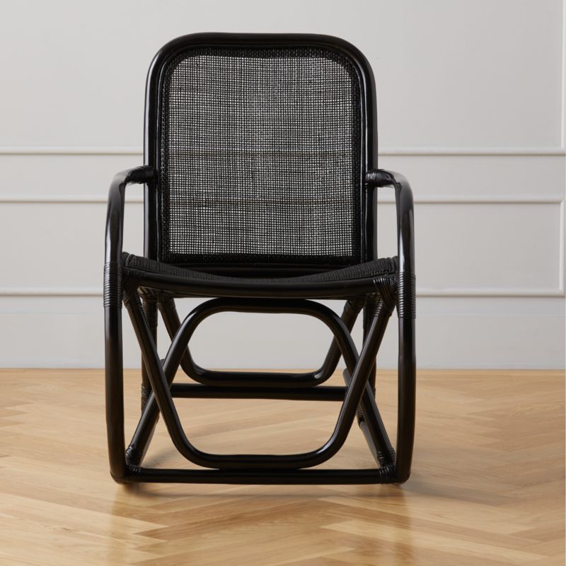 Portofino Black Rattan Modern Rocking Chair | CB2 Canada