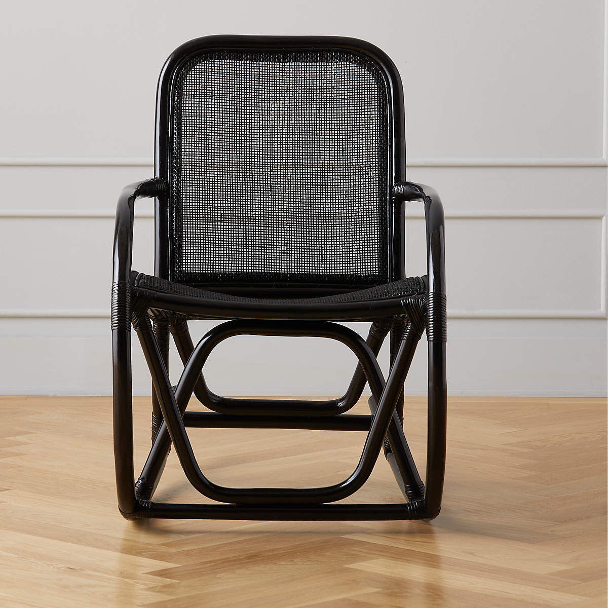 Portofino Black Rattan Rocking Chair CB2 Canada