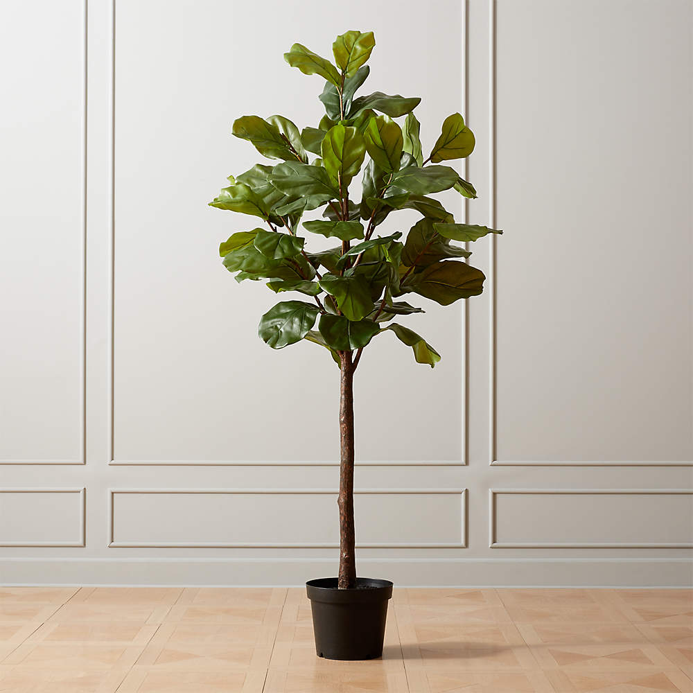 faux potted fiddle leaf fig 7' + reviews | cb2
