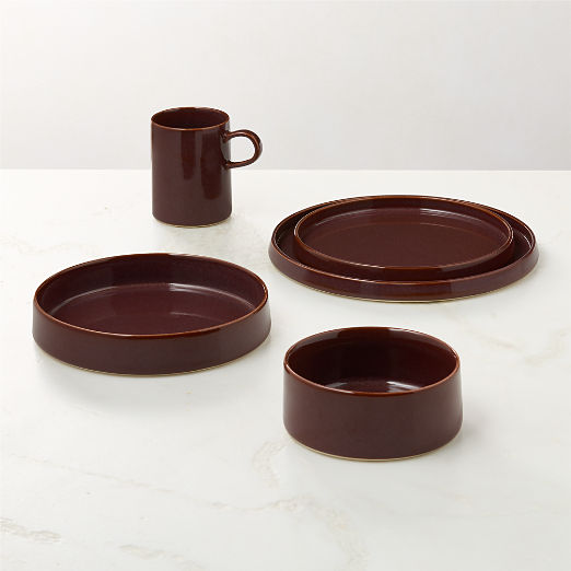 Prado 4-Piece Oxblood Dinnerware Set with Reactive Glaze