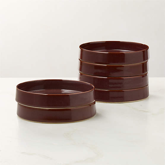 Prado Oxblood Pasta Bowls With Reactive Glaze Set of 6
