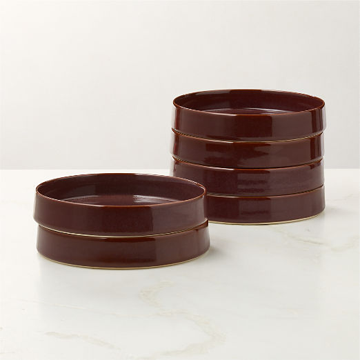 Prado Oxblood Pasta Bowls With Reactive Glaze Set of 6