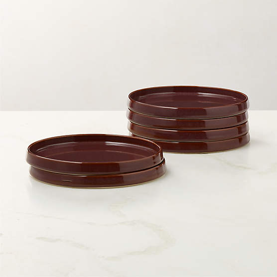 Prado Oxblood Salad Plates With Reactive Glaze Set of 6