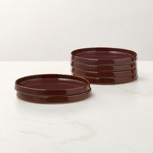Prado Oxblood Salad Plates With Reactive Glaze Set of 6