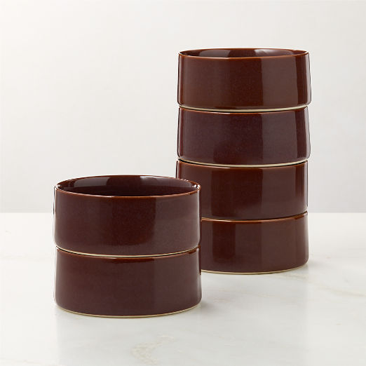 Prado Oxblood Soup Bowls With Reactive Glaze Set of 6