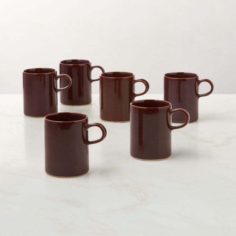 View Prado Oxblood Coffee Mugs with Reactive Glaze 12oz Set of 6 details